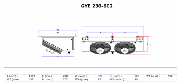 Vaporizator unghiular GUNAY GYE 230-6C2 - 2 ventilatoare 300B incluse